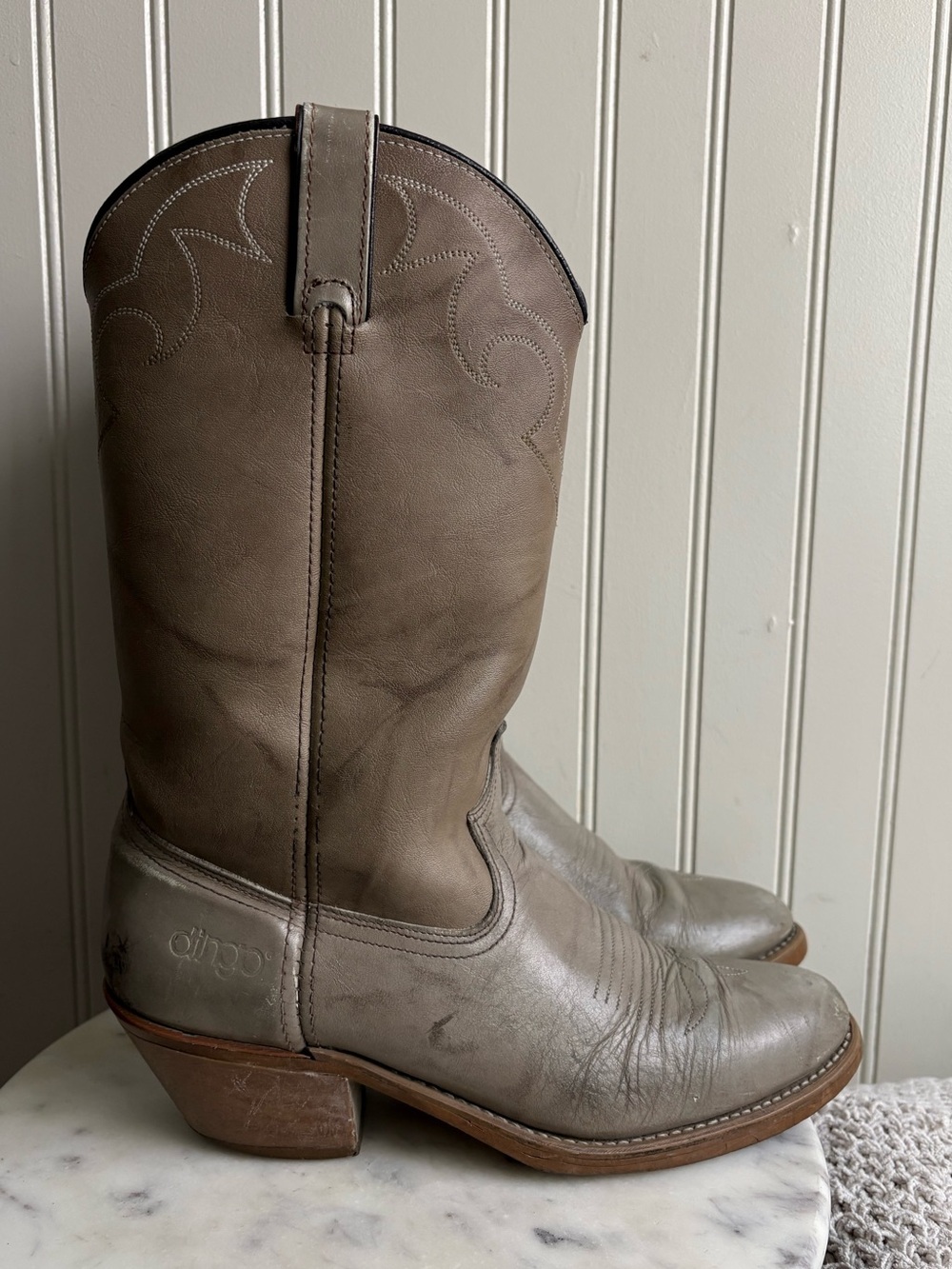 Vintage Acme Dingo Leather Western Cowgirl Boots Womens 8 Gray Bohemian Festival